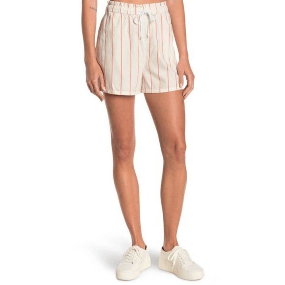 Abound Paper Bag Ivory Coral Striped Medium NWT‎